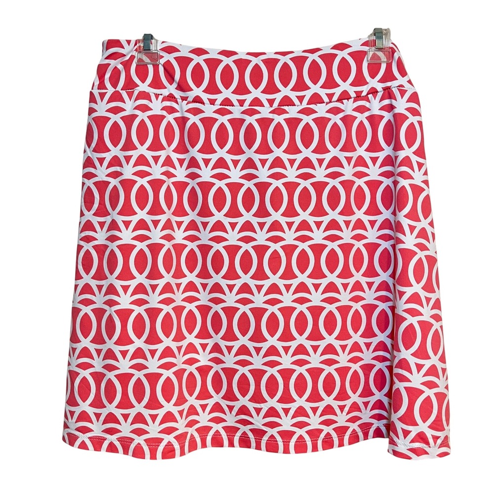 Lulu B Skort Skirt Coral Pink White Zip Slit Large Golf Tennis Pickleball Active